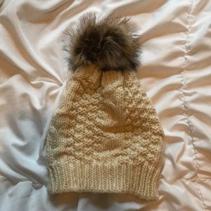 Cable Knit Hat with pom-pom